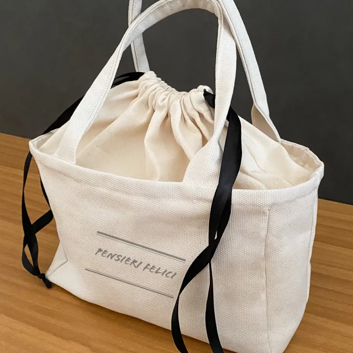 Borsa di tessuto cotone canvas ecologico con manici 