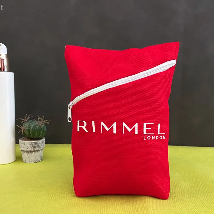 Trousse in cotone canvas rosso per cosmetici preview