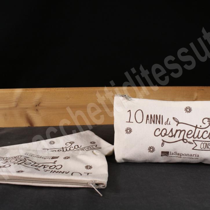 Pochette in cotone naturale per saponi cosmesi e makeup