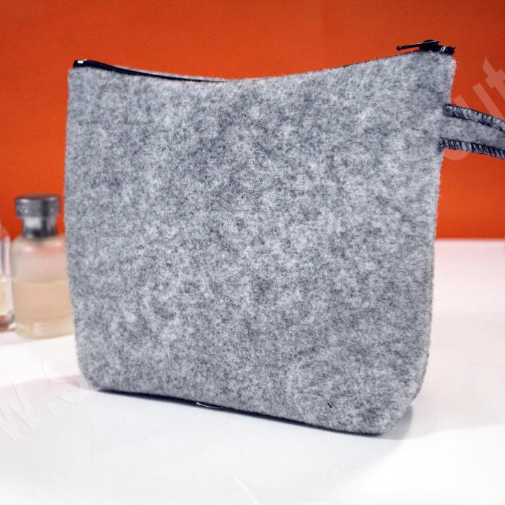 Pochette porta trucchi in feltro con chiusura lampo e maniglia