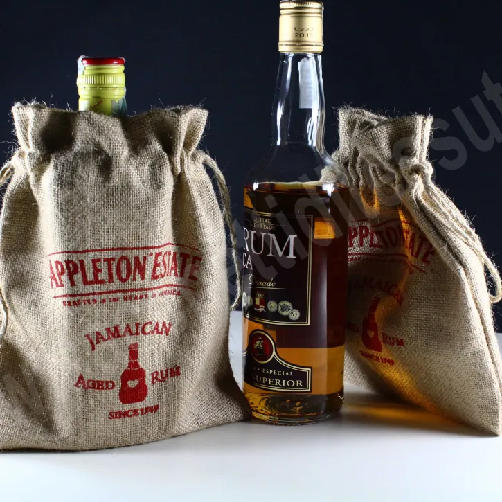 Sacchetto in juta porta bottiglie  chiusura a confetto con corde in juta 