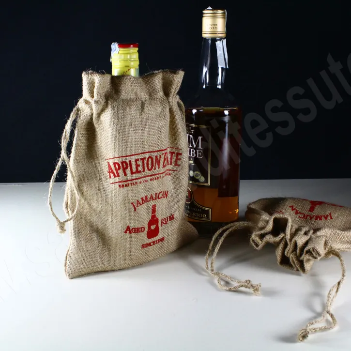 Sacchetto in juta porta bottiglie  chiusura a confetto con corde in juta 2