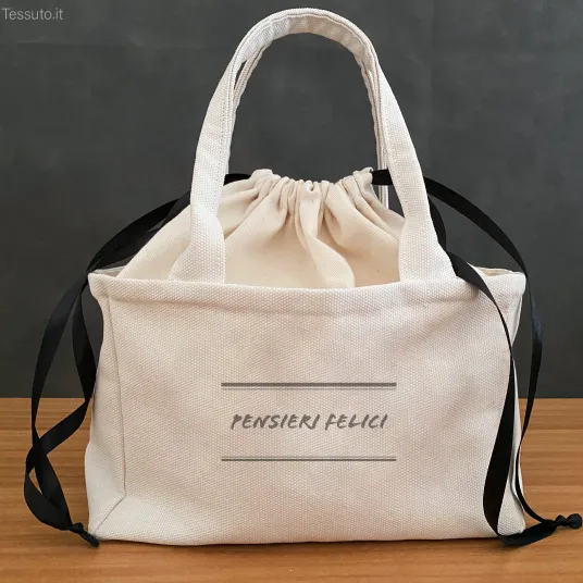 Borsa di tessuto cotone canvas ecologico con manici