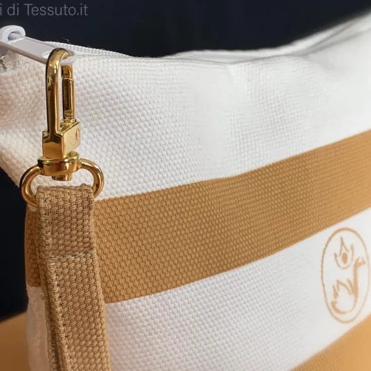 pochette porta trucchi in cotone canvas dettaglio zip lampo