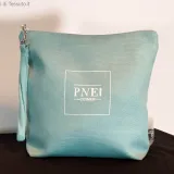 makeup bag in Tiffany color cotton canvas with an internal lining in waterproof chiffon