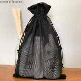 Mesh and double-faced satin bag for cosmetics and fashion accessories