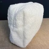 Small tote bag in optical white blouché with zipper closure
