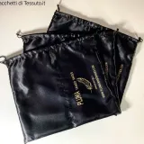 Black satin bag for footwear with central seam