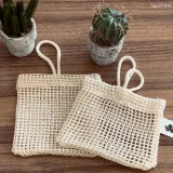 Sacchetto in rete di cotone oeko-tex, per saponi e cosmetici