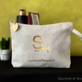 Trousse de maquillage en coton gris