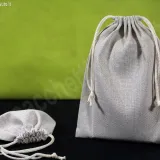 Sacchetto en lin gris avec fermeture à 2 cordons pour cosmétiques, accessoires de mode et produits alimentaires