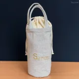 Double-sided cotton bucket bag with handles