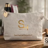 Trousse à maquillage en coton gris chiné