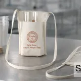 Poche porte-gobelet à bandoulière en coton naturel