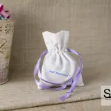 White cotton fabric bag for wedding confetti