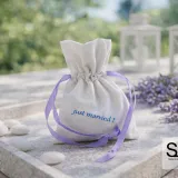 White cotton fabric bag for wedding confetti