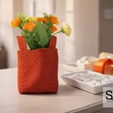 Pochon pour pot de fleurs en jute rouge pour cadeau d'invité