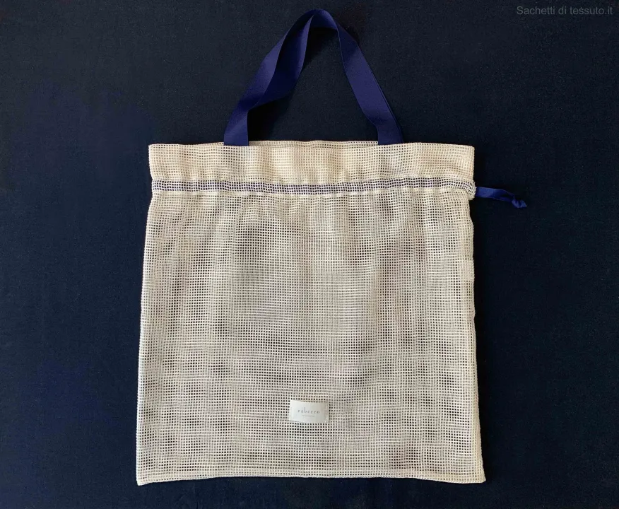Shopper bag in natural ecological cotton mesh