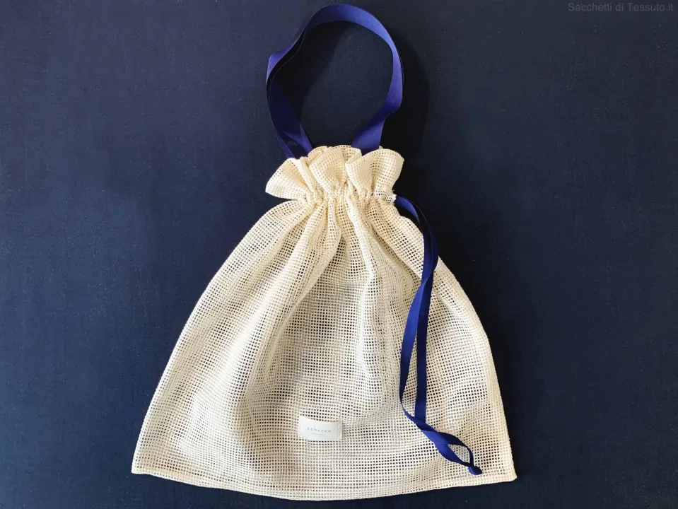 Shopper bag in natural ecological cotton mesh