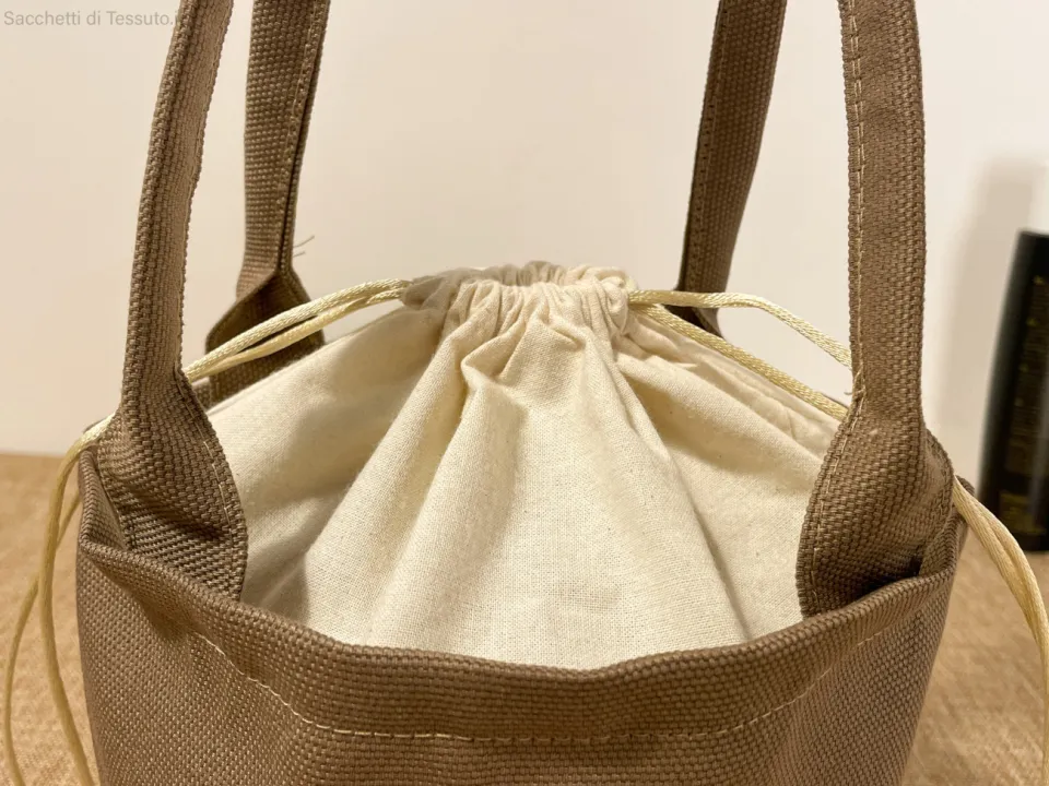 Sac en toile de coton et coton naturel avec anses finies