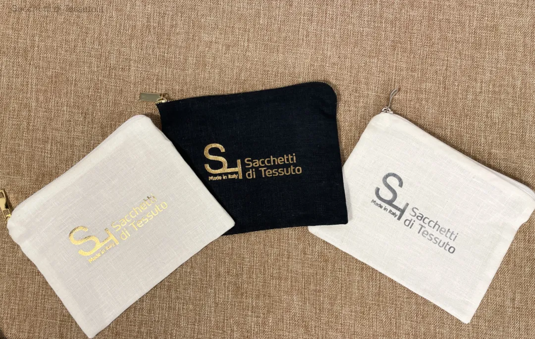 Pure linen pouch with hot-stamp print