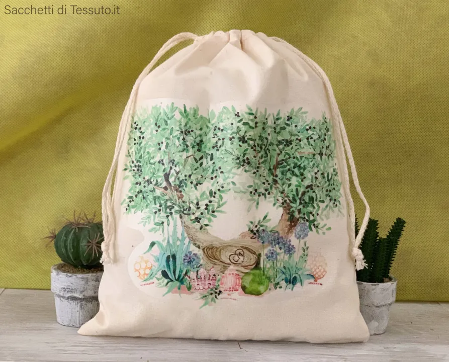 Custom natural cotton bag with full-color transfer printing