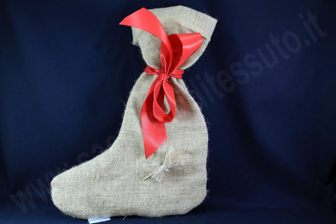 Chaussette de la Befana en tissu de jute naturel