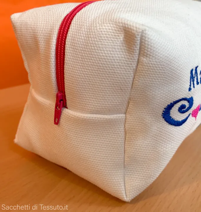 Canvas cotton pouch with embroidery