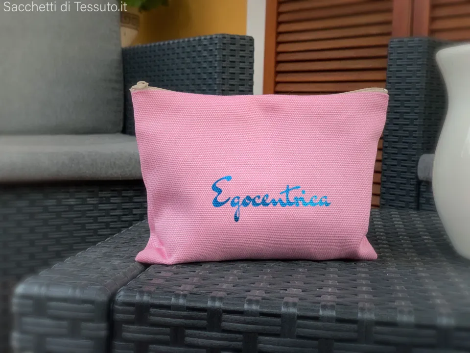 Trousse porta trucchi in cotone canvas rosa per cosmesi 