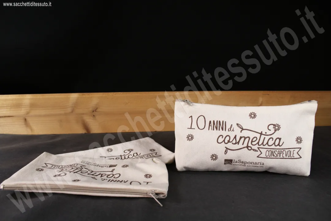 Pochette in cotone naturale per saponi cosmesi e makeup