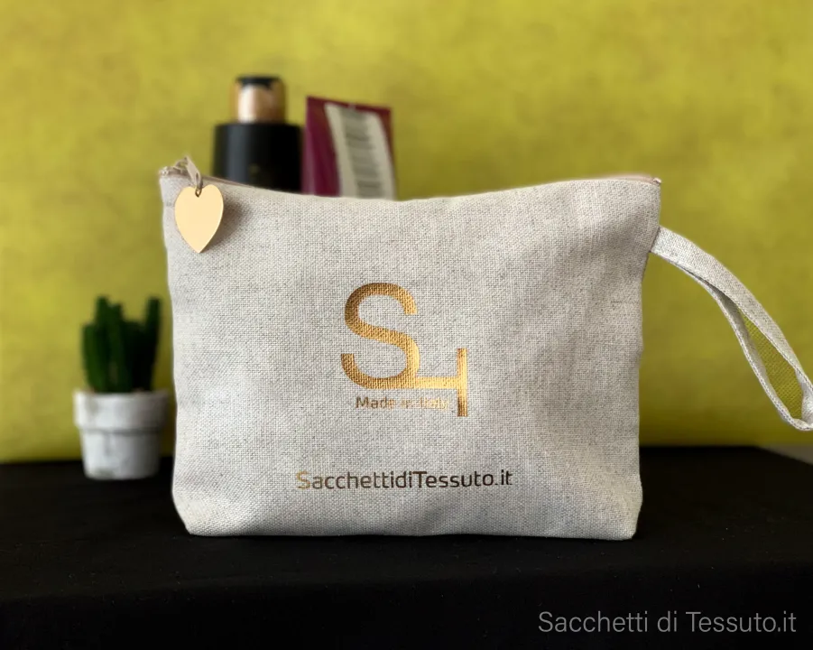 Trousse de maquillage en coton gris
