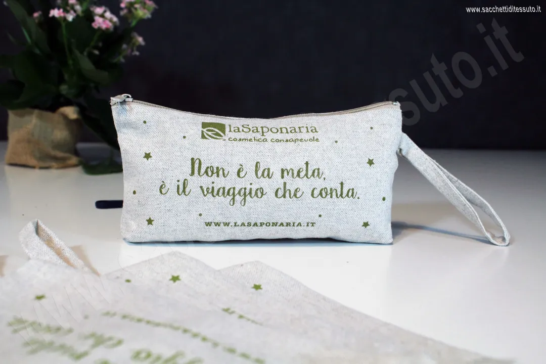 Eco-friendly grey melange organic cotton pouch