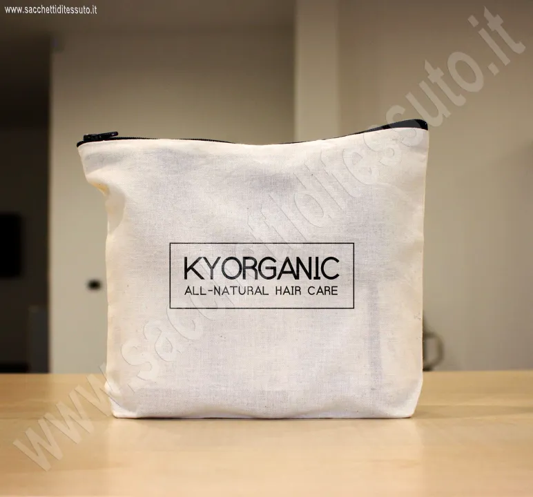 trousse pour cosmétiques en coton naturel avec fermeture éclair