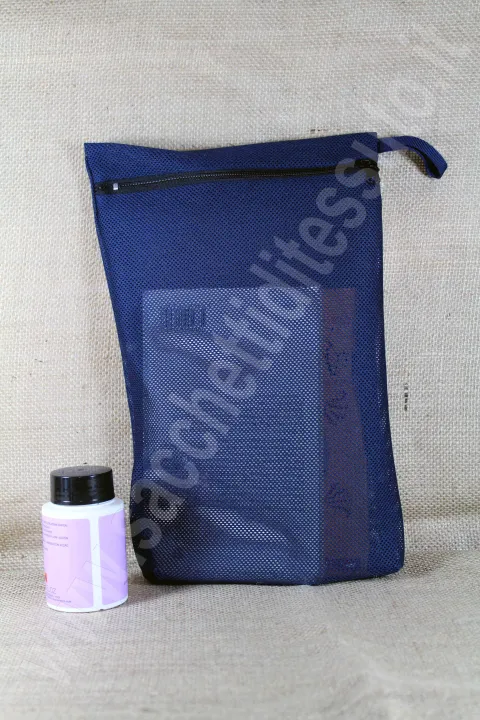 Pochette en filet pour produits cosmétiques avec fermeture éclair éclair