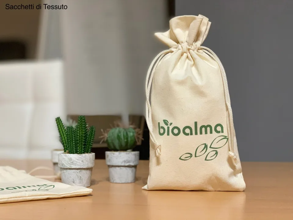 Natural cotton pouch for cosmetics with a candy closure