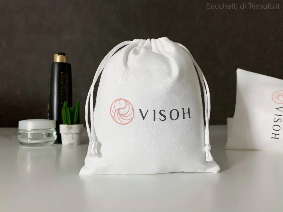 Sacchetto in cotone bianco per makeup
