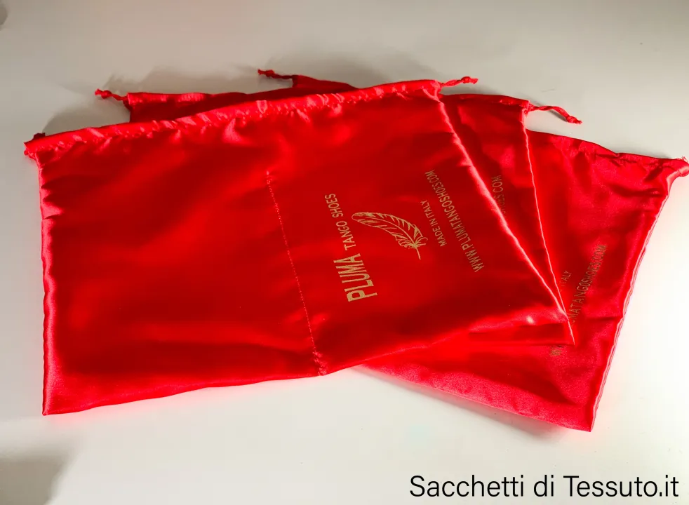Black satin bag for footwear with central seam