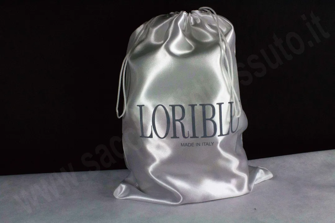Silver satin bag for women's footwear