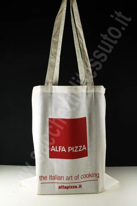 Custom natural cotton shopper bags with single-color screen printing