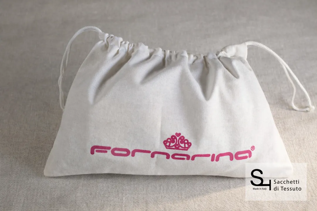 Pochon en tissu de coton blanc pour maroquinerie