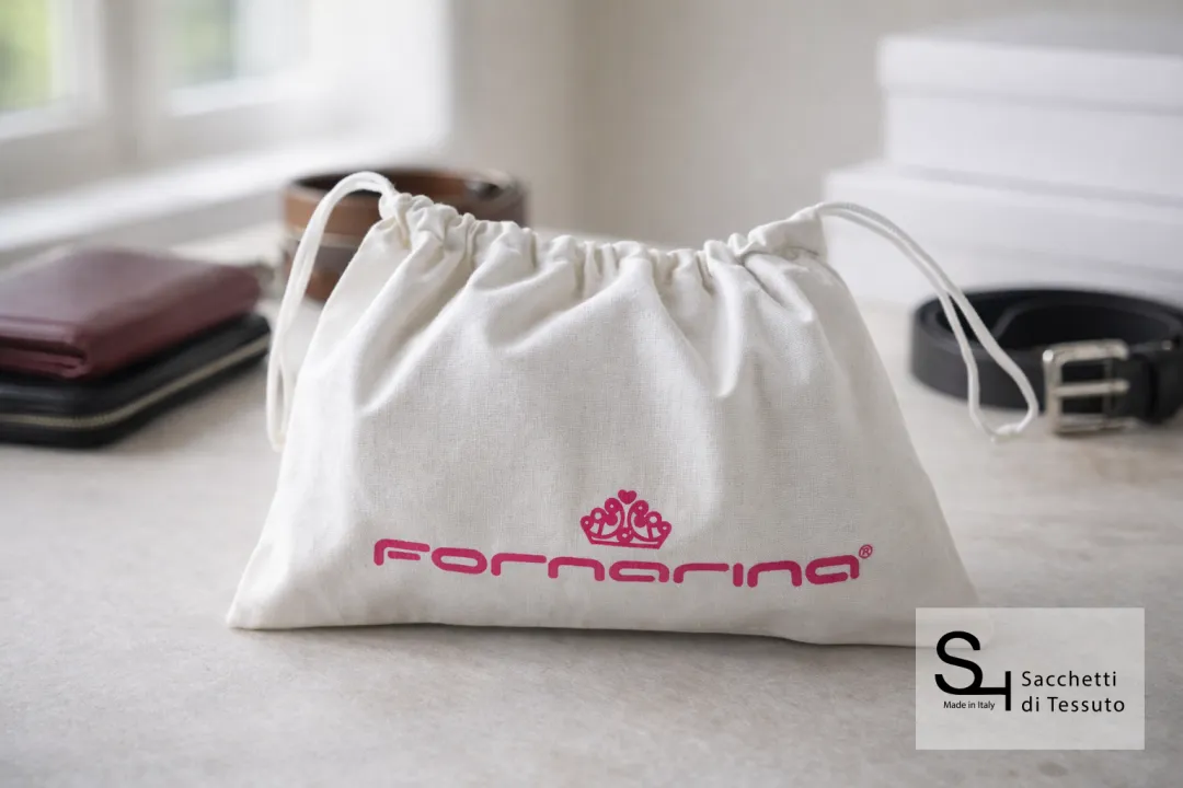 Pochon en tissu de coton blanc pour maroquinerie