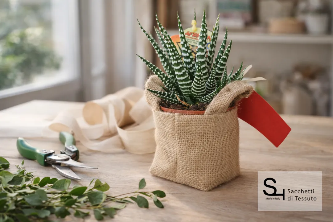 Jute bag for plant and flower pots