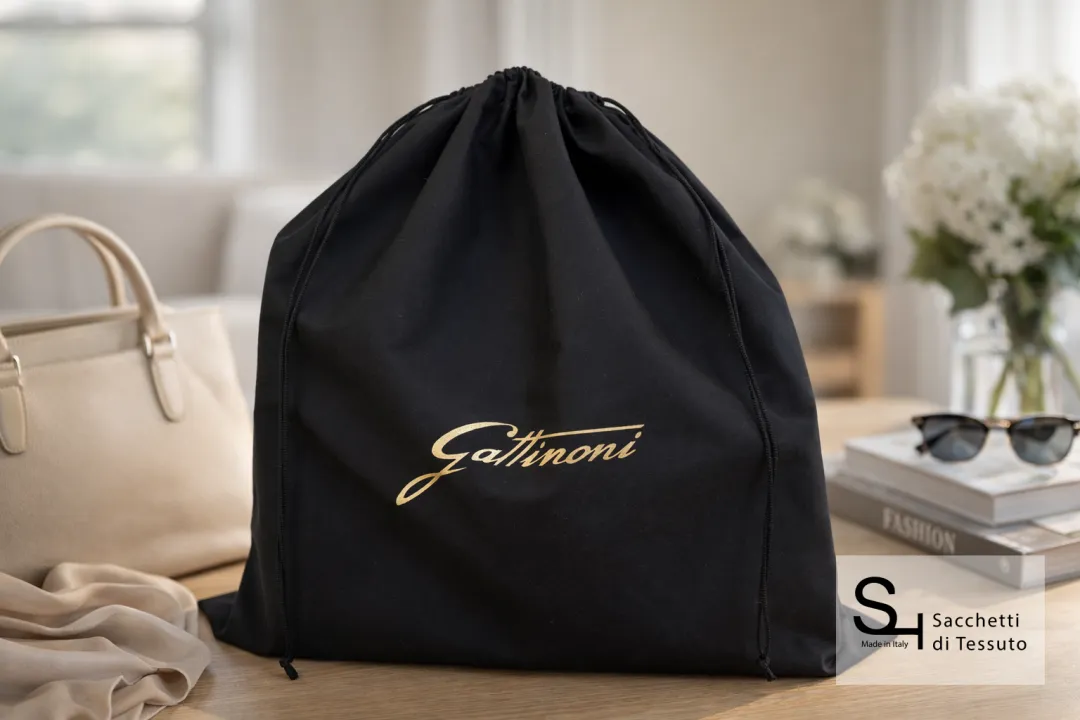 Pochon en coton noir pour sacs et maroquinerie