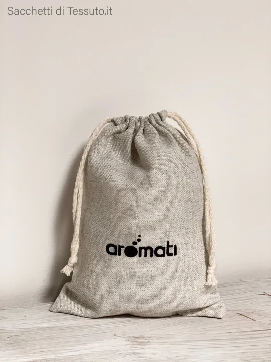 Sac en coton gris mélangé pour cosmétiques naturels