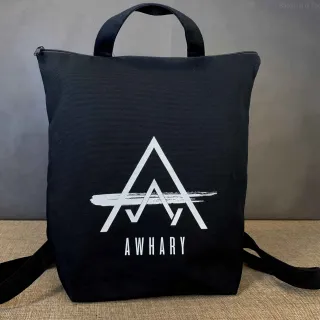 Zaino shopper in cotone canvas con chiusura zip lampo