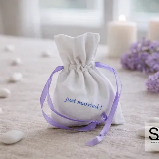 Pochon en coton blanc porte-confettis pour mariages